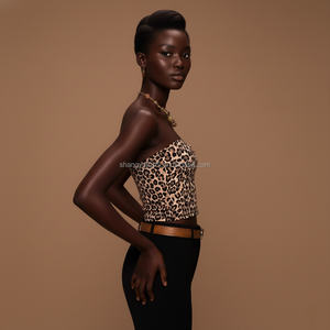 Fabricantes de ropa Moda personalizada Estampado de leopardo Bodycon Tops Mujeres Sexy Envuelto Pecho Suspender Crop Tube Tops para el verano - Product Image 3