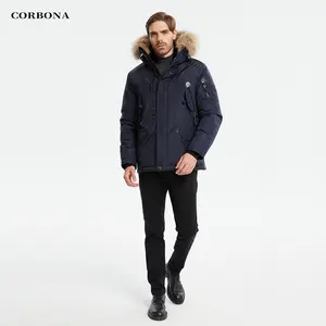 Corbona Nieuwe Herenjassen Winterjas Echte Bontkraag Multifunctionele Zakelijke Dons Katoenen Parka Dik Casual