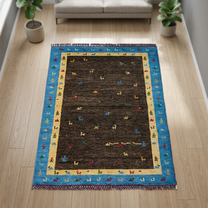 Collection Ocean Art - Tapis de prière en laine et coton à poils coupés, tissé à la main, de luxe, style Kilim, respectueux de l'environnement - Product Image 2