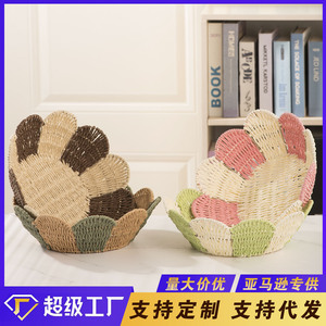 Woven Storage Basket Polygon Shape Handmade Fruit Snack <b>Vegetable</b> Desktop Organizer Basket - Product Image 5