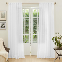Rideaux en coton mélangé semi-transparent filtrant la lumière douce Rideaux de fenêtre blancs pour portes de salon et de chambre Porte coulissante en verre