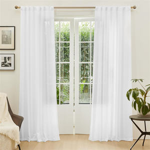 Rideaux en coton mélangé semi-transparent filtrant la lumière douce Rideaux de fenêtre blancs <span class=keywords><strong>pour</strong></span> portes de salon et de chambre <span class=keywords><strong>Porte</strong></span> coulissante en verre - Product Image 2