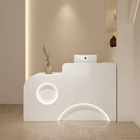 Comptoir de réception minimaliste pour salon avec tiroir, comptoir de réception commercial pour hôtel, bureau et appartement avec LED