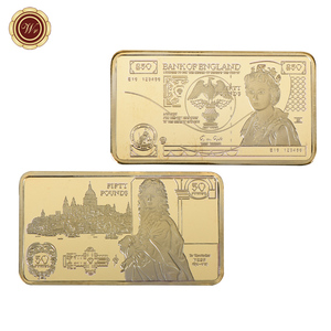 Moneda de oro cuadrada de 50 libras conmemorativa de la Reina Isabel II personalizada, lingotes chapados en oro - Product Image 4
