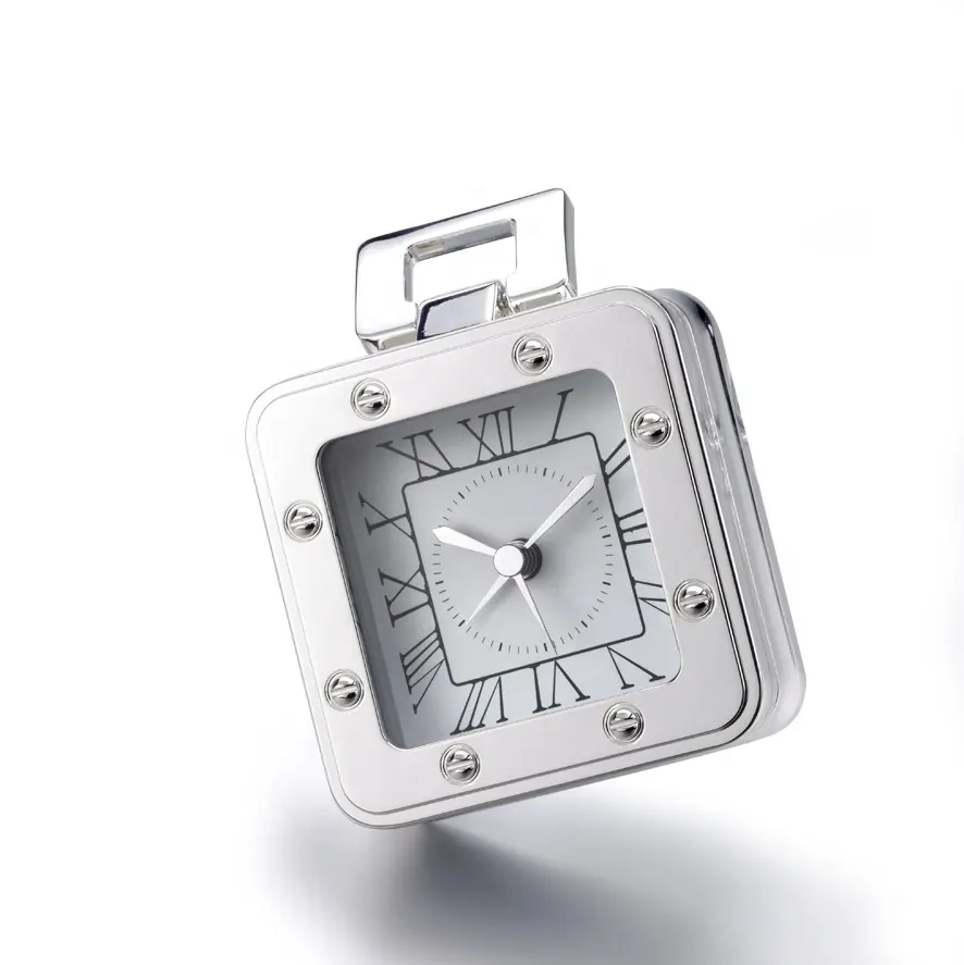 도매 재고 실버 도금 데스크탑 시계 합금 현대 디자인 포켓 시계 가정 장식