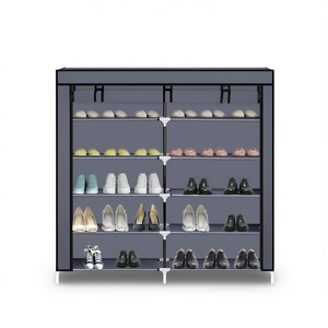 Organizador de Zapatos Portátil de 7 Niveles, Color Gris, a Prueba de Polvo, de Tela No Tejida, con Capacidad para 36 Pares, para Entrada, Armario, Pasillo - Product Image 1