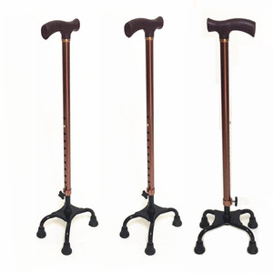 Heng Longhao Aluminum Alloy <b>Walking</b> <b>Stick</b> Bronze Height Adjustable Lightweight Durable Four Point Cane For Elderly Support - Product Image 1