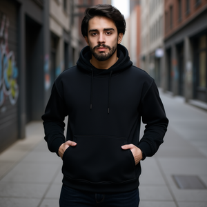 เสื้อฮู้ดดี้พิมพ์ลายตามสั่งสำหรับผู้ชาย ผ้าโพลีเอสเตอร์ผสมคอตตอน ทรงปกติ สวมใส่สบาย เหมาะสำหรับฤดูหนาว สไตล์สตรีทแวร์ บริการ OEM - Product Image 2