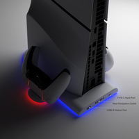 Support de refroidissement amélioré avec charge pour contrôleur de console mince PS5 Station d'accueil de charge rapide avec accessoires de jeu à lumière RVB
