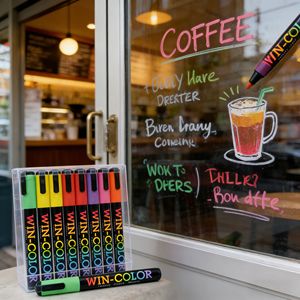 ปากกาไวท์บอร์ดแบบลบได้ ขนาด 6 มม. หัวเฉียง สีนีออน สำหรับเขียนกราฟฟิตี ปากกาชอล์กแบบลบได้ - Product Image 4