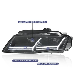 Système d'éclairage automobile JUSHUN pour Audi A4 2009-2012 Modification de l'assemblage des phares avec double lentille Flow Light Steering - Product Image 5