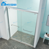 Weisdon Prix de gros Porte de douche coulissante en verre trempé Salle de douche en aluminium encadrée