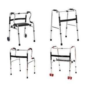 Aide à la marche réglable pour personnes âgées en acier inoxydable et alliage d'aluminium, déambulateur à quatre pieds réglable en hauteur avec mains courantes - Product Image 2