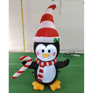 Décoration de jardin gonflable de Noël en forme de pingouin avec <span class=keywords><strong>canne</strong></span> en sucre LED pour fête de Noël - Product Image 1