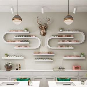 Modern Beauty <b>Salon</b> Wall-mounted White Wood Nail Polish Wall Display Rack - Product Image 1