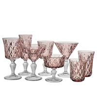 Verre à cocktail martini rose de 250 ml, personnalisé avec logo, style vintage, motif diamant en relief, pour bar et fête, directement de l'usine Samyo