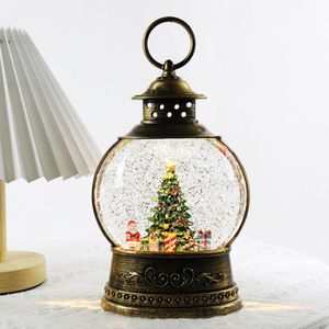 Décoration de Noël antique en plastique Père Noël à piles avec paillettes, eau tournante, lanterne musicale de Noël à LED, globe à neige - Product Image 5