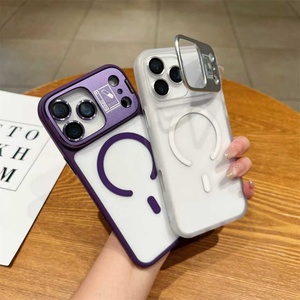 Funda para Teléfono con Lente de Vidrio, Soporte Metálico, Botones Transparentes, Carga Inalámbrica Magnética para iPhone 17 16 Pro Max 15 14 13 12 Plus - Product Image 3