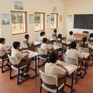 Modern School Fixed Single <b>Desk</b> and Chair Set With Metal+PP+MDF Material Aoyasi Model PT-105A PT-105A Modern School <b>Desk</b> PT-105A - Product Image 5
