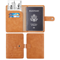 Porte-passeport en cuir véritable ciré avec fermeture à bouton, organiseur de documents de voyage, style vintage, accessoires pour passeport, logo personnalisé