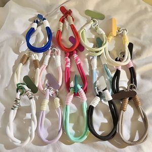 Dây buộc điện thoại thân thiện với môi trường dệt nylon màu trơn ngắn phong cách Ins dây buộc điện thoại có thể tháo rời có thể điều chỉnh - Product Image 2