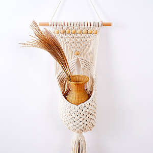 <span class=keywords><strong>Tapiz</strong></span> de almacenamiento tejido bohemio colgante de pared fruta planta maceta soporte macramé colgador - Product Image 2