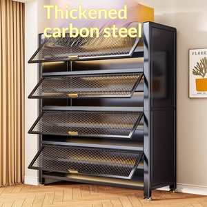 Meuble à chaussures moderne en acier pour la maison, anti-poussière, ventilé et désodorisant, pour entrée, couloir, rangement mural intégré - Product Image 1