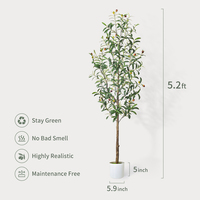 Vente en gros d'oliviers artificiels pour la décoration intérieure 5ft 180cm 6ft Faux olivier avec feuilles en plastique de soie Vente en gros de plantes artificielles