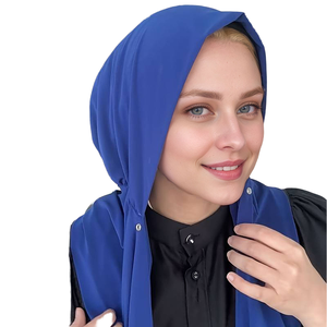Foulard instantané de haute qualité pour femmes musulmanes, en jersey modal, couleur unie, avec boucle, respirant - Product Image 4