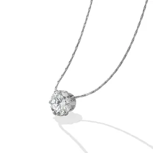 Collier personnalisé AAAAA CZ en diamant Bijoux glace pilée Collier pendentif en argent avec zircone Collier de fiançailles