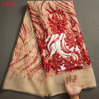 3459 Nouveauté Tissu en dentelle de tulle africaine française à sequins 2023, de haute qualité et de luxe, pour la confection de robes de mariée et de soirée