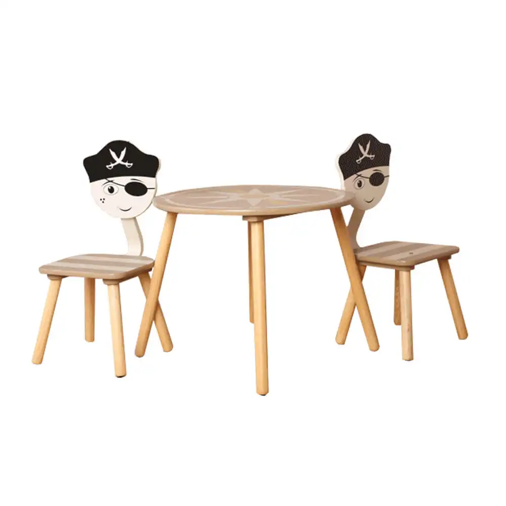Nuevo diseño pirata niños mesas fácil construcción niños mesa y sillas para la venta al por mayor de madera niños mesa y silla conjunto