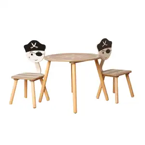 Nouveau design pirate enfants tables facile construction enfants table et chaises pour vente en gros en bois enfants table et chaise ensemble