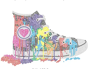 Groothandel Wandelen Door Geloof Hotfix Motif Hot Verf Sneaker Strass Schoenen Voor T-shirts