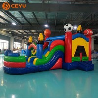 Structure gonflable multisports Ceyu avec toboggan, piscine, basketball, football et aire de saut pour fêtes d'enfants et location