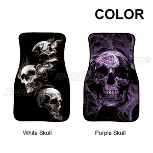 Tapis de sol de voiture universel imprimé crâne (1 pièce/2 pièces/4 pièces) – Ensemble complet avant/arrière – Tapis de protection automobile avant et arrière - Product Image 5
