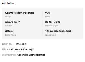 99% Cocamide DEA CDEA Líquido Viscoso Amarillo Surfactante No Iónico Para la Formulación de Detergentes - Product Image 6