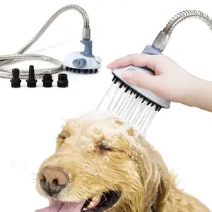 2024 Autolimpieza 2 en 1 Cepillo de masaje para mascotas Dispensador de champú Cepillo de ducha de baño para perros y Mascotas