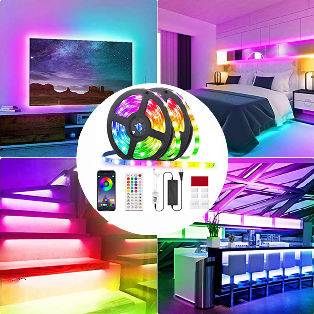 Home Living Room Decoration Smart LED 5050 RGB 5M Light Strings 12V 24V for App Control 60LED/M Cuttable Led Strip Kit
