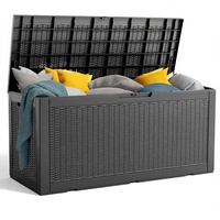 PatioZen Coffre de rangement extérieur en résine de 100 gallons, verrouillable et étanche, pour meubles et outils de jardin, noir