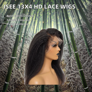 Reasonable13X4 HD Lace Front Yaki Droite Perruque De Cheveux Humains Bouclés Naturel Crépus Droite Délié Petite Taille Cap Livraison Gratuite - Product Image 3