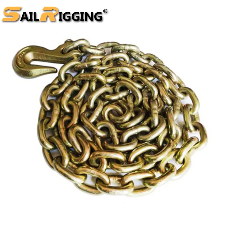 Heavy Duty Grade70 Iron Steel Welding Chain Link 1/4" 3/8" Yellow Galvanized Transport Tow Safety Trailer Chain