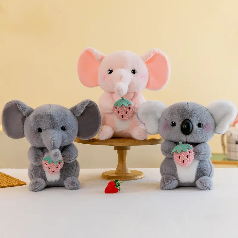 Runjoy grosir baru 8 inci kustom mainan mewah lucu gajah koala boneka hewan lembut hadiah anak-anak mainan mewah untuk mesin cakar