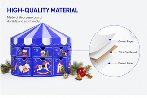 Custom Carousel Tent Shaped Advent <b>Calendar</b> Box 24 Days Blue White Stripe Empty OEM Christmas Surprise Gift Packaging Wholesale - Product Image 6