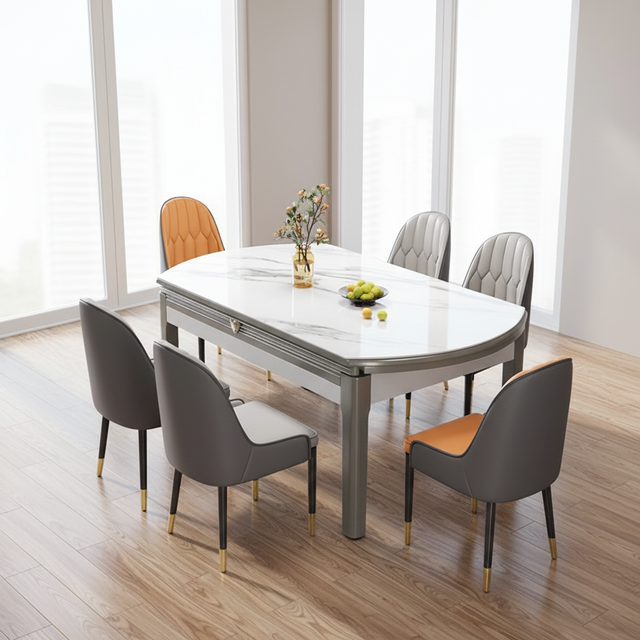 Limited-time Deals Nordic Slate Top Durable Long-Lasting Luxury Dining Table Set for Household Small Apartment
