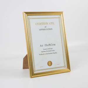 Grande Promotion, Très Vendu : <span class=keywords><strong>Cadre</strong></span> Moderne de Luxe Doré A4 en Plastique <span class=keywords><strong>pour</strong></span> <span class=keywords><strong>Photo</strong></span> ou Certificat, à Suspendre ou Poser - Product Image 3