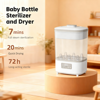 Stérilisateur-sécheur de biberons électrique multifonctionnel en plastique, affichage numérique, sans BPA, grande capacité, mode vapeur pour bébé