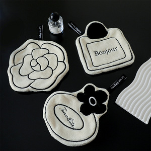 Modern Minimalist Hanging <b>Hand</b> <b>Towel</b> White Absorbent Double Layer Thickened Floral <b>Pattern</b> Kitchen Bathroom Use - Product Image 4