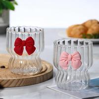 Mug en verre avec nœud mignon, style japonais, grande capacité, design esthétique, verre à boire avec ruban pour adultes, cadeau