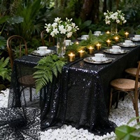 Nappe Ronde Géométrique en Maille à Petites Paillettes de 3mm pour Décoration de Mariage, Brillante, Anti-Poussière, Style Américain, pour Hôtels et Banquets